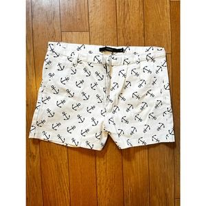 Harper Boutique Womens Nautical AOP Anchor White Denim Shorts Size 29